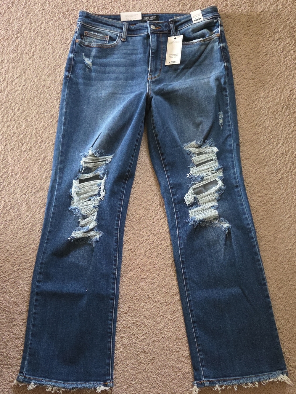 Judy Blue Distressed Medium Blue "Dad" Jeans, 13/31